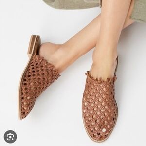 Free People Mirage Woven Leather Mules Brown